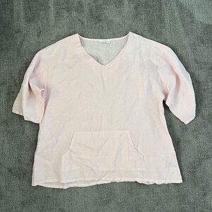 Bryn Walker Pink 1/2 Sleeve Linen Tunic Top